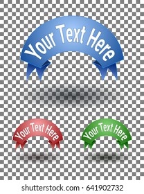 Colorful Ribbons with Shadow. Blue, Red, Green Vector Label.