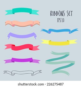Colorful ribbons vector set