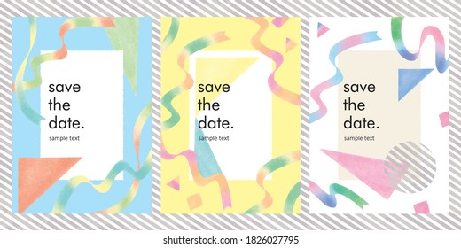 Colorful Ribon invitation template drawn with colored pencils