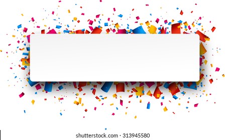 Colorful rightabout celebration background with confetti. Vector Illustration. 