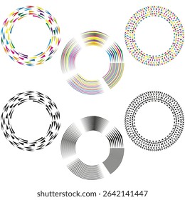 Colorful ring icon. Multicolor circle shape. Vector decorative symbol. Patterned loop element.