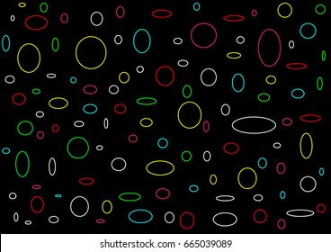 Colorful ring pattern. - illustration, Black background, circle ,oval