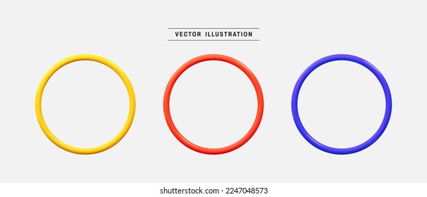 Colorful ring shape 3d icon set. realistic design elements collection. vector illustration in cartoon minimal style