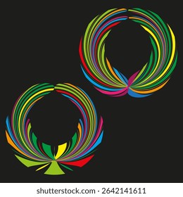 Colorful ring symbol. Abstract circular form. Round vibrant object. Vector loop element.