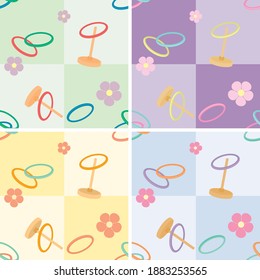 Colorful Ring Toss and Flower Seamless