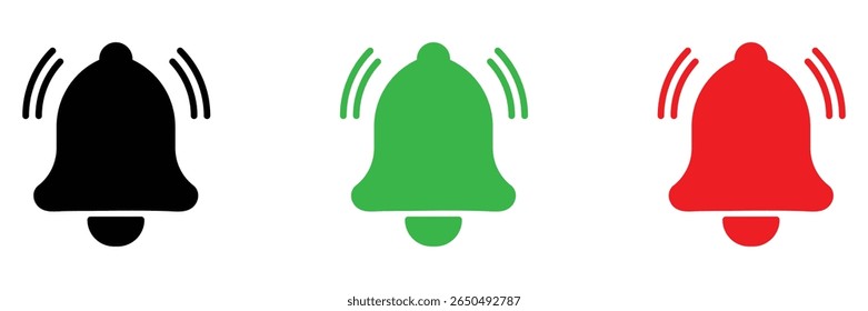 Ícones coloridos de campainha para sistema de notificação de alerta com lembrete de aviso de emergência e conjunto de coleta de design de ilustração de vetor de sinal sonoro.