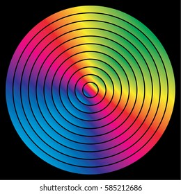 Colorful rings background, Rainbow colored circle 
