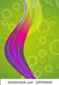 Colorful rings on green. Vector abstract background