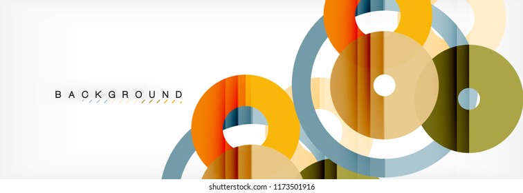 Colorful rings on grey background, modern geometric pattern design. Business or technology presentation design template, brochure or flyer pattern, or geometric web banner