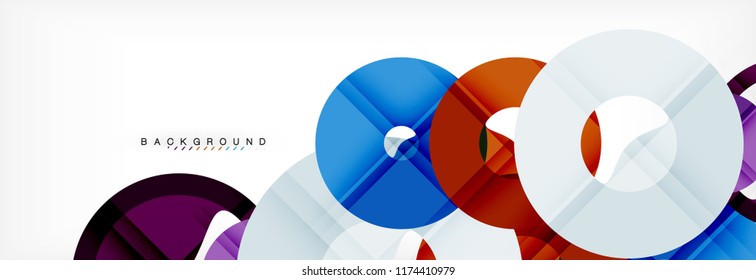 Colorful rings on grey background, modern geometric pattern design. Business or technology presentation design template, brochure or flyer pattern, or geometric web banner