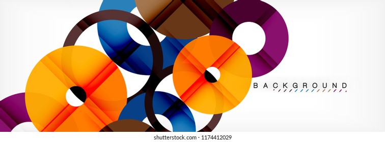 Colorful rings on grey background, modern geometric pattern design. Business or technology presentation design template, brochure or flyer pattern, or geometric web banner