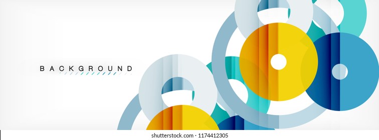 Colorful rings on grey background, modern geometric pattern design. Business or technology presentation design template, brochure or flyer pattern, or geometric web banner