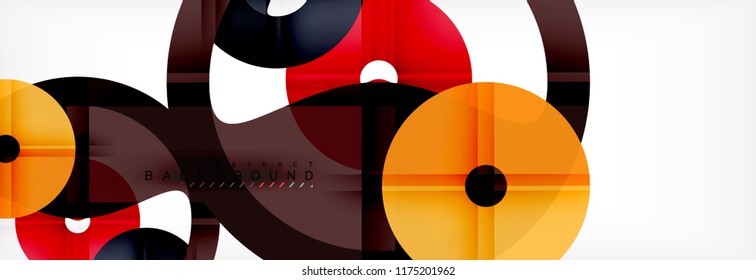 Anillos coloridos sobre fondo gris, diseño geométrico moderno. Plantilla de diseño de presentación comercial o tecnológica, patrón de folleto o folleto, o banner web geométrico