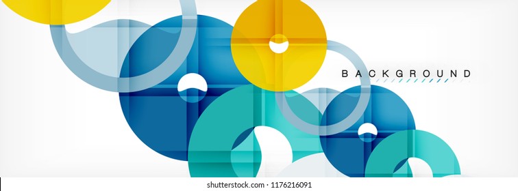 Colorful rings on grey background, modern geometric pattern design. Business or technology presentation design template, brochure or flyer pattern, or geometric web banner