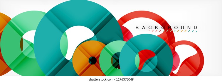 Colorful rings on grey background, modern geometric pattern design. Business or technology presentation design template, brochure or flyer pattern, or geometric web banner