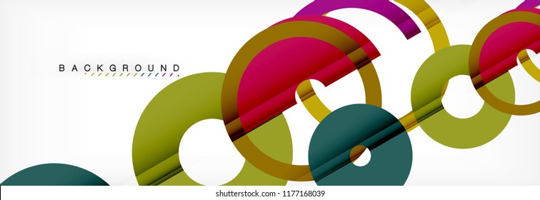Colorful rings on grey background, modern geometric pattern design. Business or technology presentation design template, brochure or flyer pattern, or geometric web banner