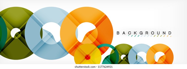 Colorful rings on grey background, modern geometric pattern design. Business or technology presentation design template, brochure or flyer pattern, or geometric web banner