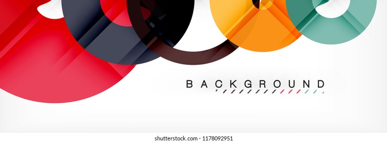 Colorful rings on grey background, modern geometric pattern design. Business or technology presentation design template, brochure or flyer pattern, or geometric web banner