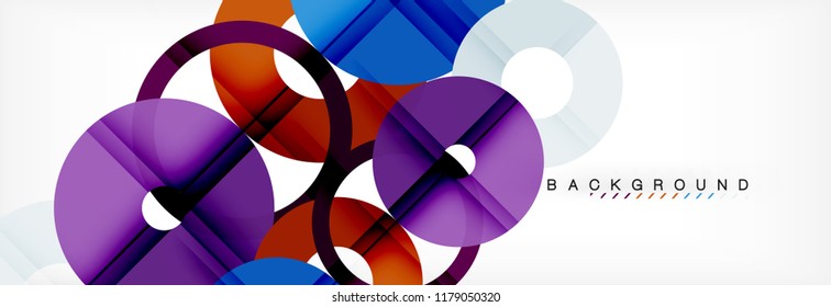 Colorful rings on grey background, modern geometric pattern design. Business or technology presentation design template, brochure or flyer pattern, or geometric web banner