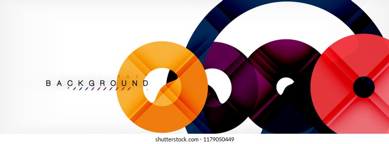 Colorful rings on grey background, modern geometric pattern design. Business or technology presentation design template, brochure or flyer pattern, or geometric web banner