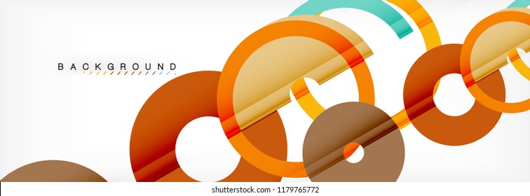 Colorful rings on grey background, modern geometric pattern design. Business or technology presentation design template, brochure or flyer pattern, or geometric web banner