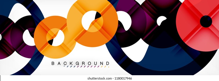 Colorful rings on grey background, modern geometric pattern design. Business or technology presentation design template, brochure or flyer pattern, or geometric web banner
