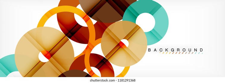 Colorful rings on grey background, modern geometric pattern design. Business or technology presentation design template, brochure or flyer pattern, or geometric web banner