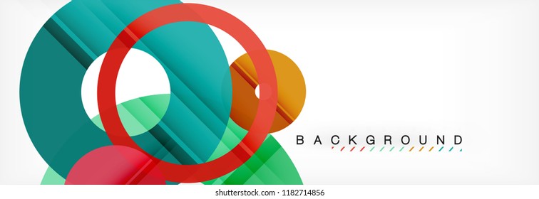 Colorful rings on grey background, modern geometric pattern design. Business or technology presentation design template, brochure or flyer pattern, or geometric web banner