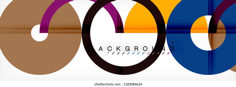 Colorful rings on grey background, modern geometric pattern design. Business or technology presentation design template, brochure or flyer pattern, or geometric web banner