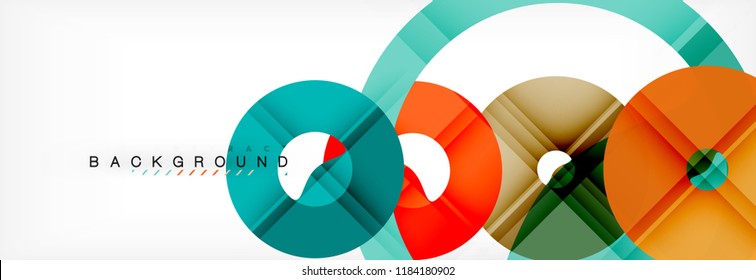 Colorful rings on grey background, modern geometric pattern design. Business or technology presentation design template, brochure or flyer pattern, or geometric web banner