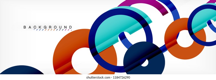Colorful rings on grey background, modern geometric pattern design. Business or technology presentation design template, brochure or flyer pattern, or geometric web banner