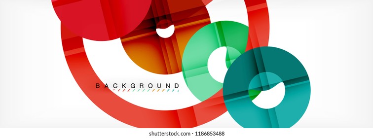 Colorful rings on grey background, modern geometric pattern design. Business or technology presentation design template, brochure or flyer pattern, or geometric web banner