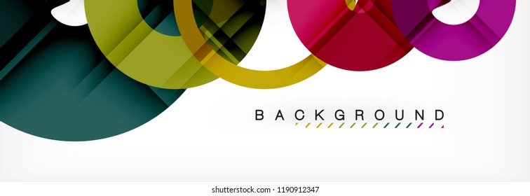 Colorful rings on grey background, modern geometric pattern design. Business or technology presentation design template, brochure or flyer pattern, or geometric web banner