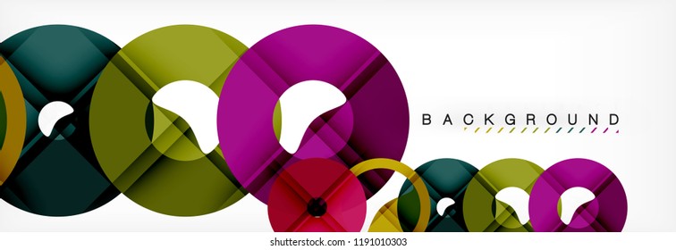 Colorful rings on grey background, modern geometric pattern design. Business or technology presentation design template, brochure or flyer pattern, or geometric web banner