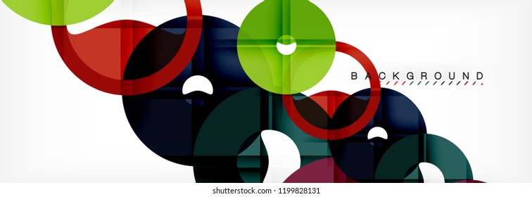 Farbige Ringe auf grauem Hintergrund, modernes geometrisches Muster. Design-Vorlage für Geschäfts- oder Technologiepräsentationen, Broschüren oder Flyer-Muster oder geometrischer Webbanner