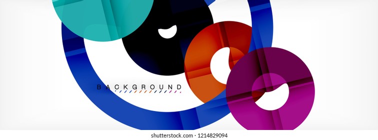 Colorful rings on grey background, modern geometric pattern design. Business or technology presentation design template, brochure or flyer pattern, or geometric web banner