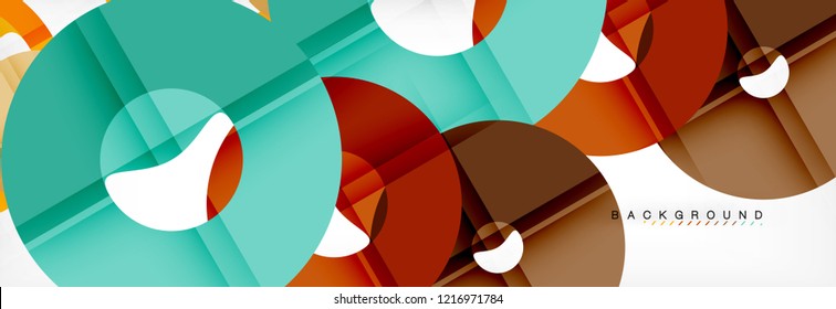 Colorful rings on grey background, modern geometric pattern design. Business or technology presentation design template, brochure or flyer pattern, or geometric web banner