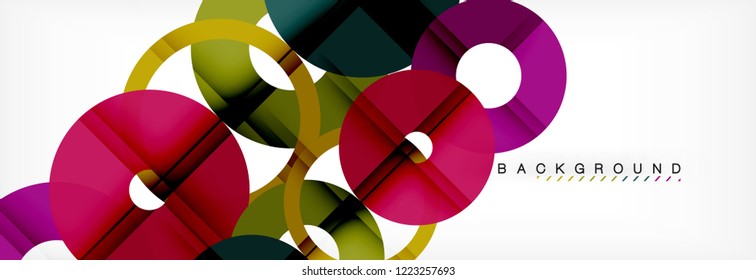 Colorful rings on grey background, modern geometric pattern design. Business or technology presentation design template, brochure or flyer pattern, or geometric web banner