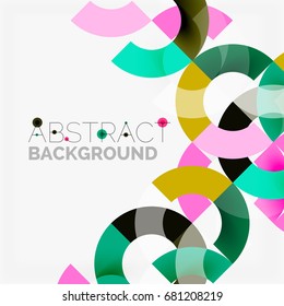 Colorful rings on grey background, modern geometric pattern design. Vector business or technology presentation design template, brochure or flyer pattern, or geometric web banner