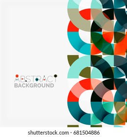 Colorful rings on grey background, modern geometric pattern design. Vector business or technology presentation design template, brochure or flyer pattern, or geometric web banner