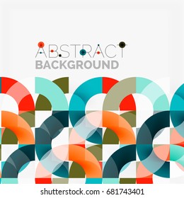 Colorful rings on grey background, modern geometric pattern design. Vector business or technology presentation design template, brochure or flyer pattern, or geometric web banner