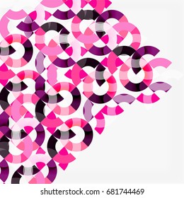 Colorful rings on grey background, modern geometric pattern design. Vector business or technology presentation design template, brochure or flyer pattern, or geometric web banner