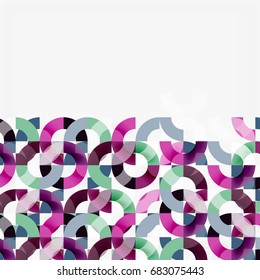 Anillos coloridos sobre fondo gris, diseño geométrico moderno. Plantilla de diseño de presentación de vocabulario o tecnología, patrón de folleto o volante, o banner web geométrico