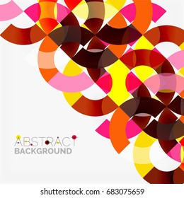 Colorful rings on grey background, modern geometric pattern design. Vector business or technology presentation design template, brochure or flyer pattern, or geometric web banner