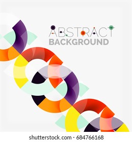 Colorful rings on grey background, modern geometric pattern design. Vector business or technology presentation design template, brochure or flyer pattern, or geometric web banner