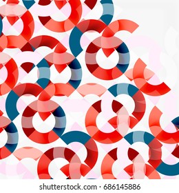 Anillos coloridos sobre fondo gris, diseño geométrico moderno. Plantilla de diseño de presentación de vocabulario o tecnología, patrón de folleto o volante, o banner web geométrico