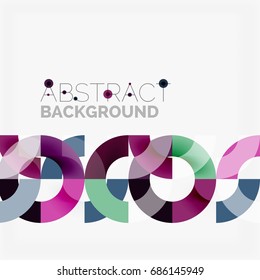 Anillos coloridos sobre fondo gris, diseño geométrico moderno. Plantilla de diseño de presentación de vocabulario o tecnología, patrón de folleto o volante, o banner web geométrico