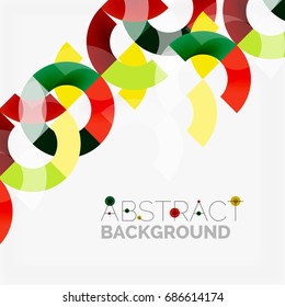 Colorful rings on grey background, modern geometric pattern design. Vector business or technology presentation design template, brochure or flyer pattern, or geometric web banner