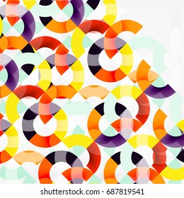 Colorful rings on grey background, modern geometric pattern design. Vector business or technology presentation design template, brochure or flyer pattern, or geometric web banner