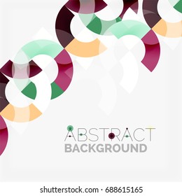 Colorful rings on grey background, modern geometric pattern design. Vector business or technology presentation design template, brochure or flyer pattern, or geometric web banner